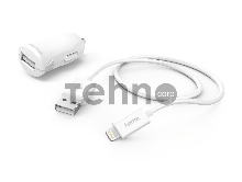 Комплект зар./устр. Hama H-183266 2.4A для Apple кабель Apple Lightning белый (00183266)