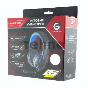 Гарнитура игровая Gembird MHS-G215, код Printbar, черный/синий, регулировка громкости, кабель 2м