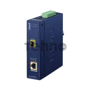 Промышленный конвертер PLANET IGUP-805AT Industrial 1-Port 100/1000X SFP to 1-Port 10/100/1000T 802.3bt PoE++ Media Converter (802.3bt Type-4, PoH, Legacy, Force mode support, -40 to 75 C, dual 12V~56V DC power boost, PoE Usage LED)
