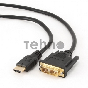 Кабель HDMI-DVI Gembird, 7.5м, 19M/19M, single link, черный, позол.разъемы,экран CC-HDMI-DVI-7.5MC