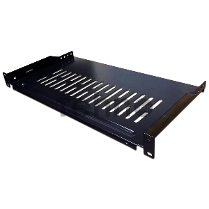 Полка фронтальная, с возможностью установки заднего фиксатора, глубина 250 мм, 1U, нагрузка - 18 кг