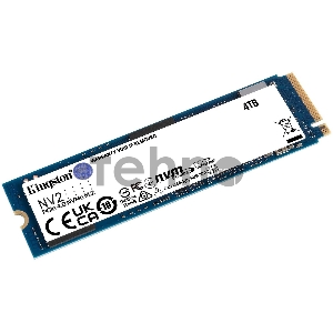 Твердотельный накопитель Kingston SSD NV2, 4000GB, M.2(22x80mm), NVMe, PCIe 4.0 x4, 3D TLC, R/W 3500/2800MB/s, TBW 1280, DWPD 0.3 (3 года)