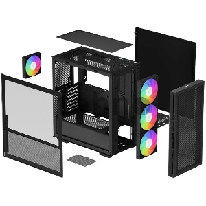 Корпус компьютерный DeepCool CH560 Black (R-CH560-BKAPE4-G-1) (ATX, без БП, 2хUSB, с окном)