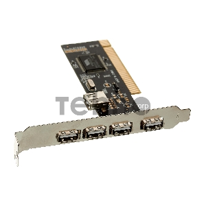 Контроллер Exegate EXE-352 PCI, 4*USB2.0 ext + 1*USB2.0 int (OEM) EX281227RUS