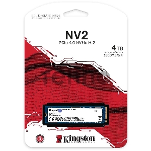 Твердотельный накопитель Kingston SSD NV2, 4000GB, M.2(22x80mm), NVMe, PCIe 4.0 x4, 3D TLC, R/W 3500/2800MB/s, TBW 1280, DWPD 0.3 (3 года)